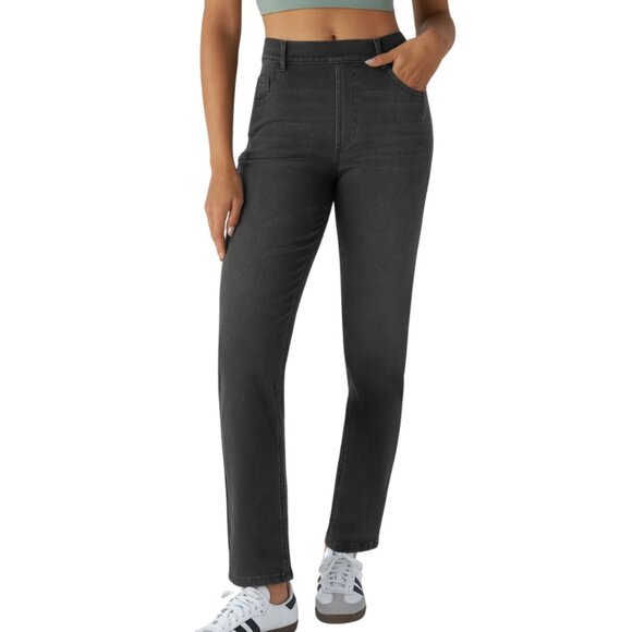 HALARA Magic Denim High Waist Pull On Straight Leg Black Wash ST & XL NWOT - Picture 2 of 12